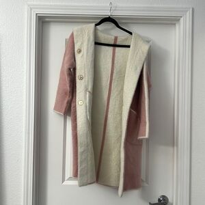 Pink and white reversible coat
